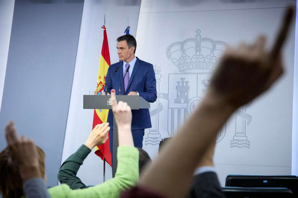 Pedro Sánchez en la comparecencia tras la aprobación del paquete de medidas anti crisis