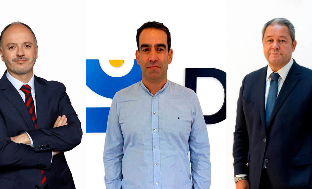 De izquierda a derecha, David Regades delegado del Estado en la Zona Franca de Vigo, Brais Méndez, CEO de Docuten y Tino Fernández presidente de Altia