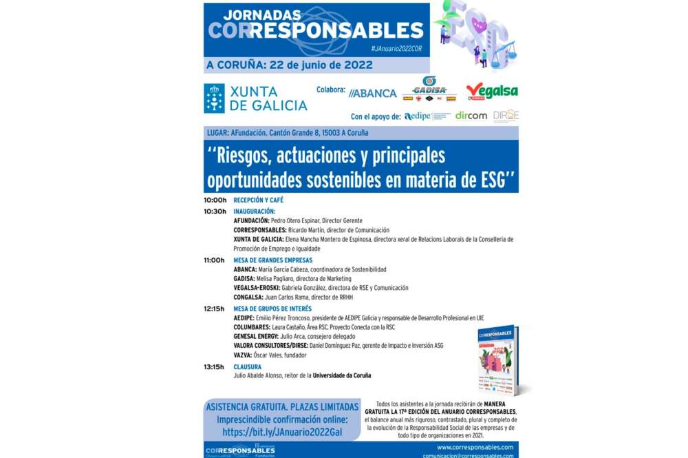 Cartel con el programa presentación Anuario Corresponsables 2022