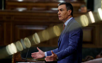 El presidente del Gobierno, Pedro Sánchez interviene durante la segunda jornada del debate sobre el Estado de la Nación en el Congreso