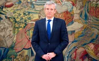 El presidente de la Xunta de Galicia, Alfonso Rueda Valenzuela, a su llegada a una audiencia con el Rey, en el Palacio de La Zarzuela