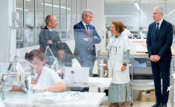 Visita de Alfonso Rueda y Francisco Conde a las instalaciones de Inditex en Arteixo