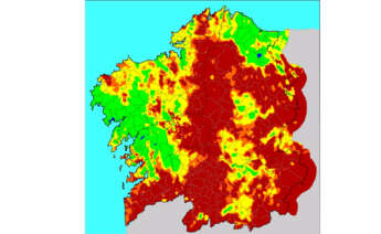 Mapa índice de riesgo diario forestal de Galicia