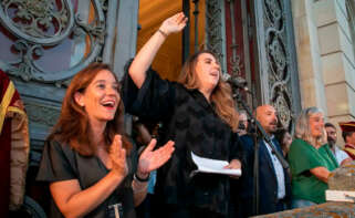Carolina Iglesias durante el pregón de las fiestas de María Pita