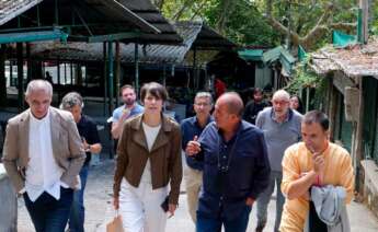 La portavoz nacional del BNG, Ana Pontón, visita el mercado de abastos de Ourense para proponer medidas por la crisis