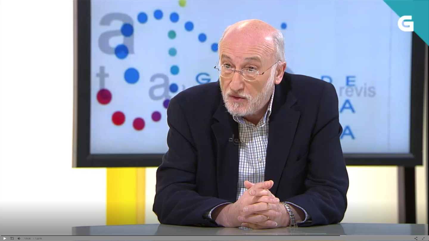 Ramón Cacabelos durante una intervención en la Televisión de Galicia (TVG)
