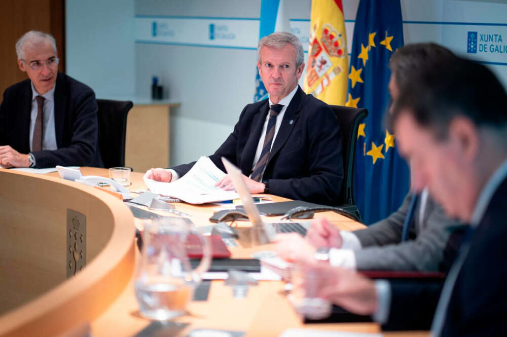 El presidente del Gobierno gallego, Alfonso Rueda, en la reunión del Consello de la Xunta