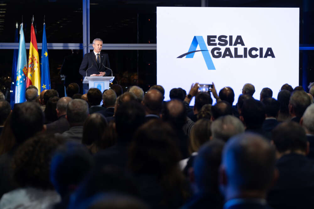 Alfonso Rueda durante la presentación de la candidatura de A Coruña para albergar la Aesia