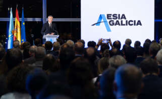 Alfonso Rueda durante la presentación de la candidatura de A Coruña para albergar la Aesia