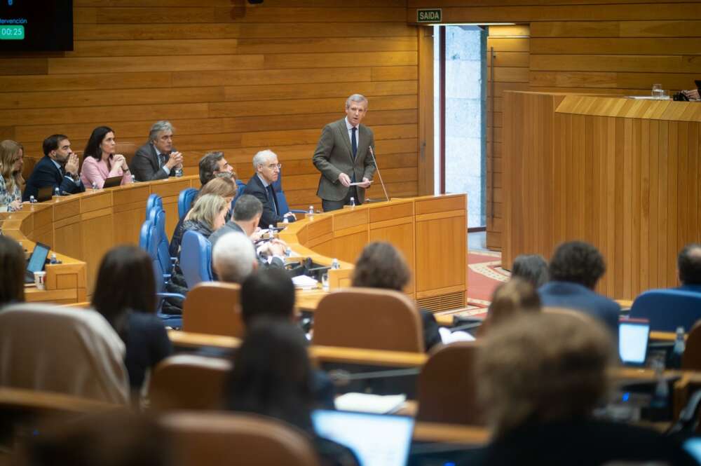 Alfonso Rueda, durante su intervención en el Parlamento de Galicia este miércoles / Europa Press