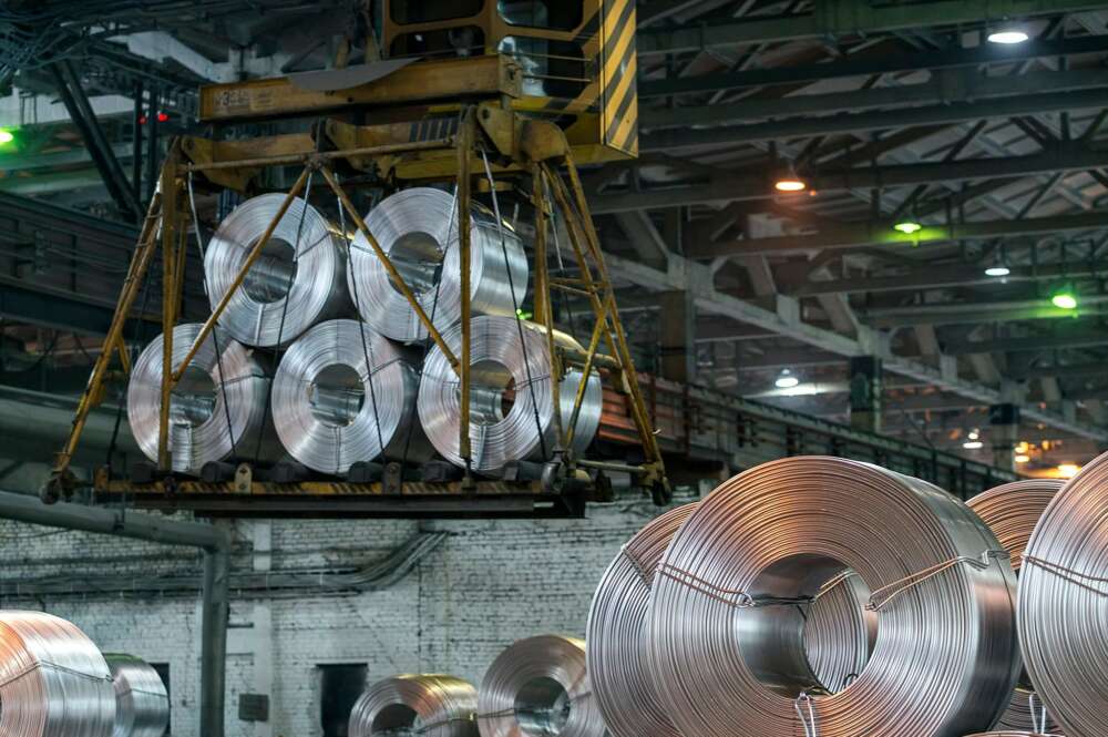 Imagen de archivo de la planta de aluminio de Rusal en Irkutsk (Rusia)