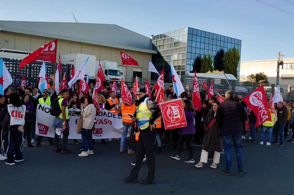 Imagen de las protestas de la plantilla de Jevaso