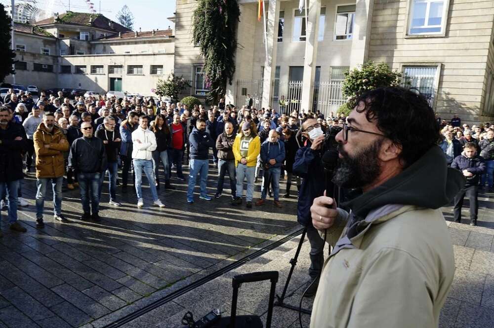 Manifestación del naval en Vigo tras la muerte de un operario