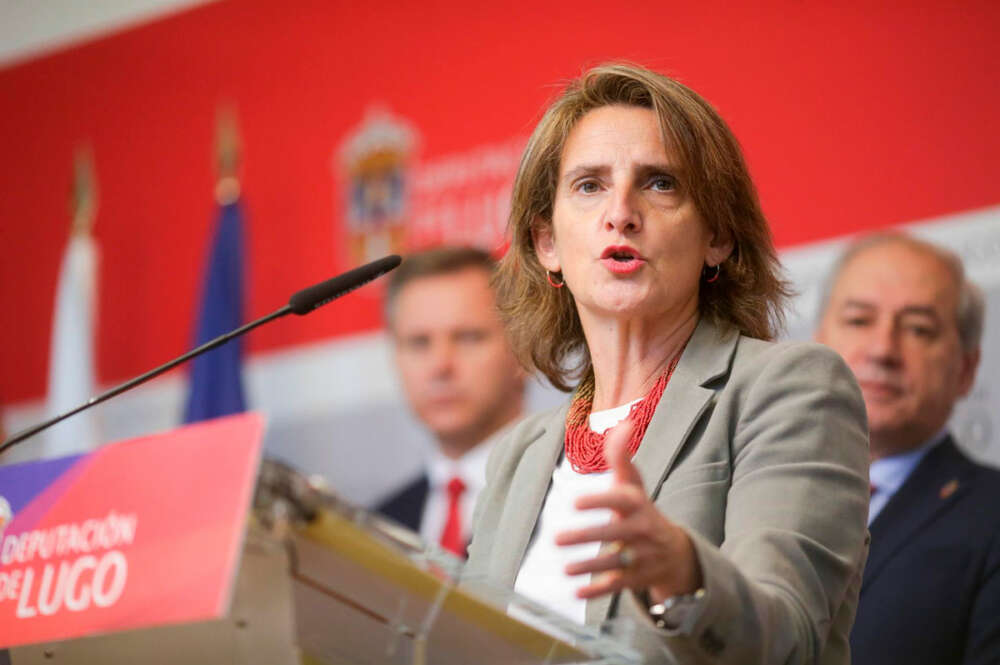 La vicepresidenta tercera y ministra de Transición Ecológica y Reto Democrático, Teresa Ribera, interviene durante la inauguración del VIII Fórum de Ciudades y Territorios Creativos de España, en la Diputación de Lugo