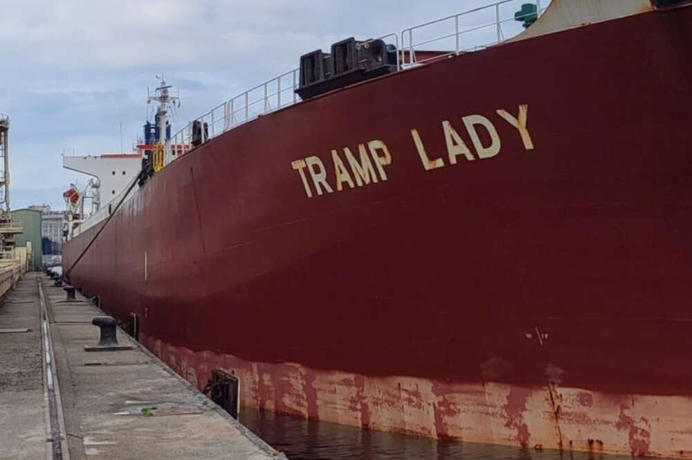 Imagen del 'Tramp Lady' tras recalar en el Puerto de A Coruña