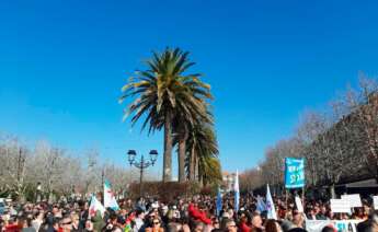 Manifestación en la alameda de Noia contra la decisión de la Xunta de Galicia de autorizar el vertido de 889.885 metros cúbicos de aguas residuales al arroyo de As Rabaceiras, en la ría de Muros y Noia, procedentes de una antigua mina