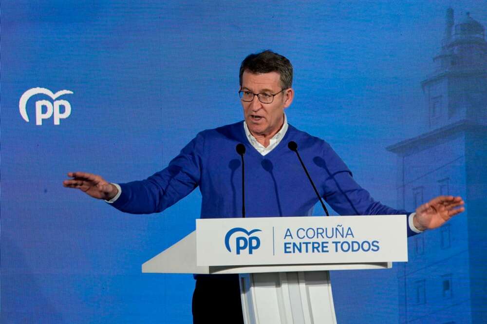 El presidente del PP, Alberto Núñez Feijóo, en un acto en A Coruña