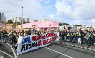 Trabajadores de Lidl en la manifestación conjunta con personal de Navantia y GT Automotive / CIG