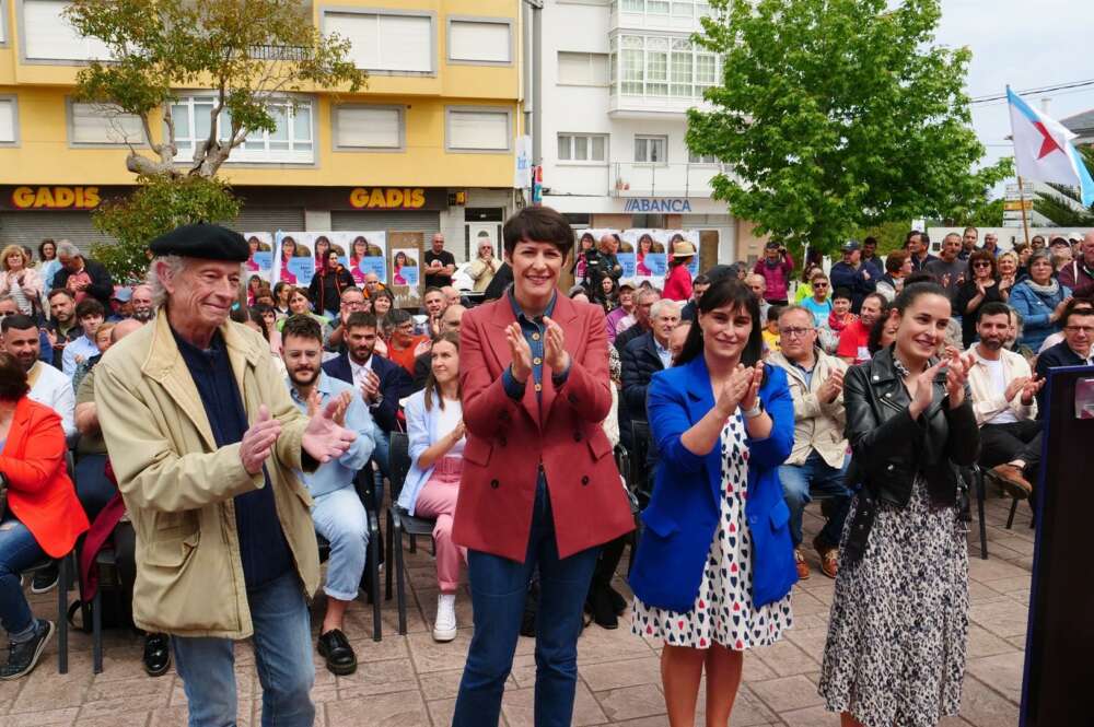 La portavoz nacional del BNG, Ana Pontón, durante un mitin electoral en Barreiros