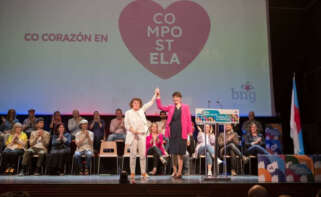 Goretti Sanmartín, candidata del BNG en Santiago, junto a la portavoz nacional, Ana Pontón