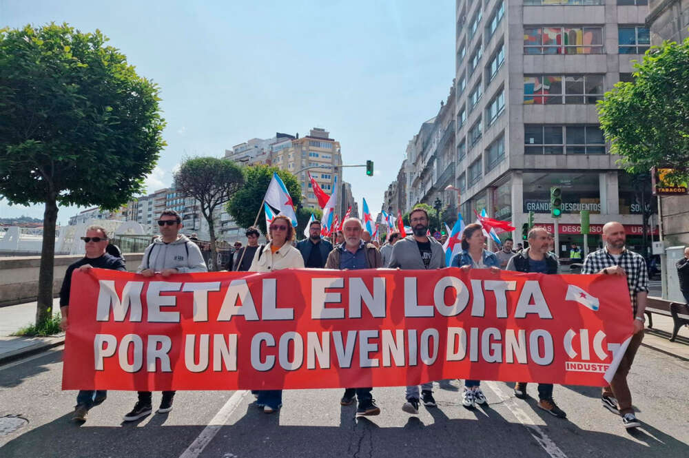 Protesta trabajadores del metal de Vigo