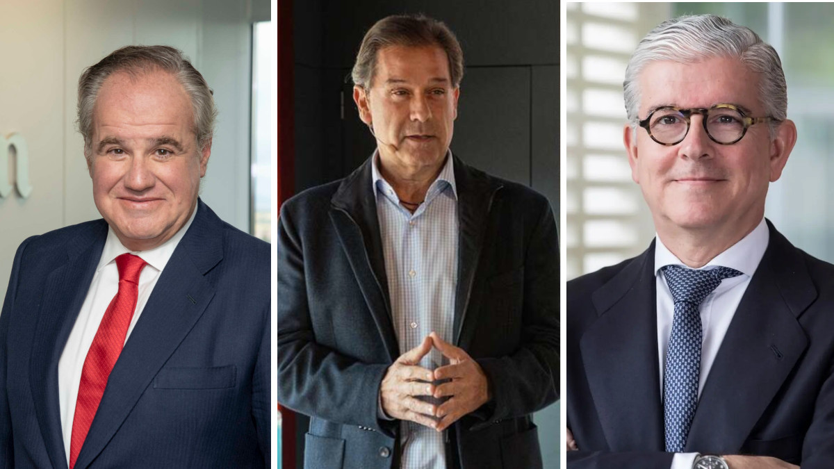 El presidente de Estrella Damm, Demetrio Carceller, junto al presidente ejecutivo de Hijos de Rivera, Ignacio Rivera, y el director general de Mahou-San Miguel, Alberto Rodríguez-Toquero