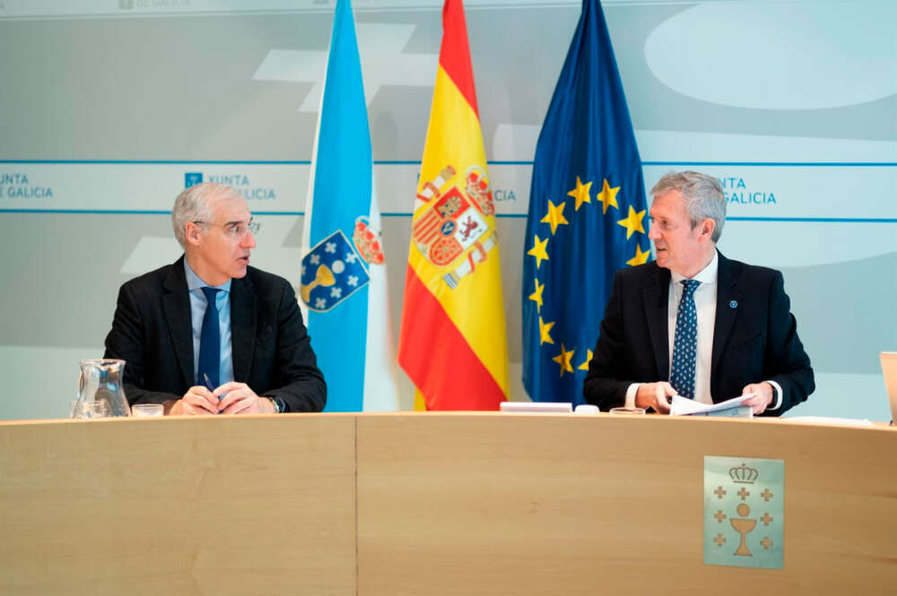 Rueda y Francisco Conde en la rueda de prensa posterior al Consello de la Xunta