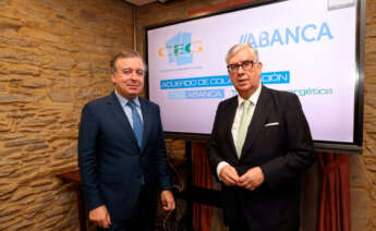 El consejero delegado de Abanca, Francisco Botas, y el presidente de la Confederación de Empresarios de Galicia (CEG), Juan Vieiteis 