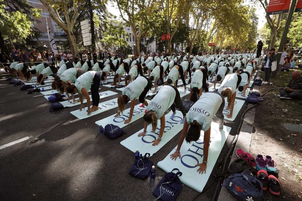 Foto de archivo de una actividad de yoga en Madrid organizada por Oysho, marca de Inditex