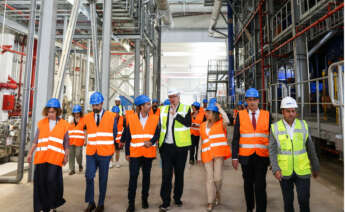 El director general de la multinacional Kronospan, Javier Macicior, visita la fábrica de Tortosa / Generalitat