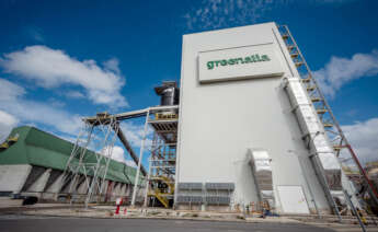 Vista exterior de la planta de biomasa de Greenalia en Teixeiro (Curtis)