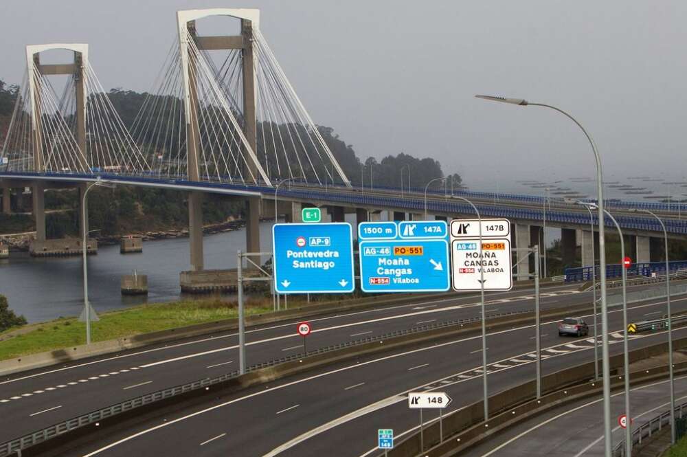 Recorrido de la AP-9 a su paso por el Puente de Rande
