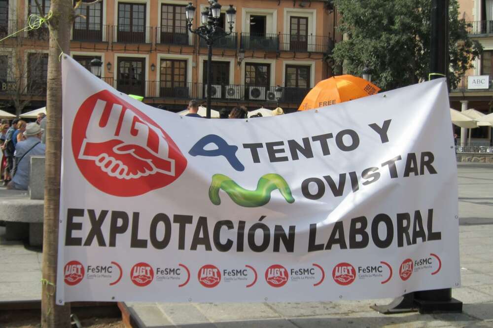 Imagen de archivo de una concentración de los trabajadores contra Atento / Europa Press