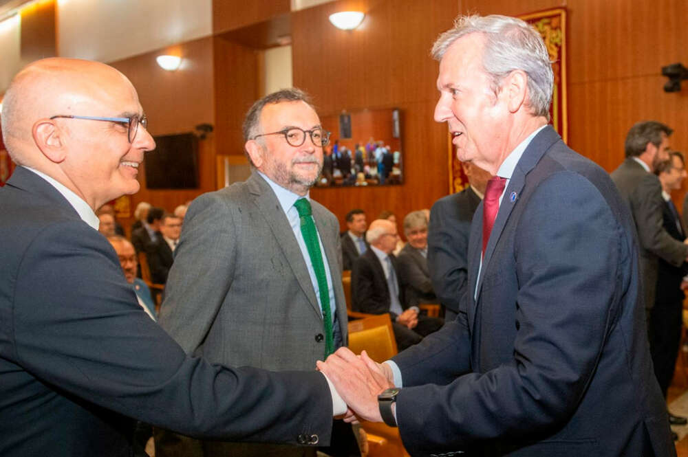 Alfonso Rueda en la toma de posesión de Juan Carlos Aladro en el Consello de Contas este miércoles 2 de agosto