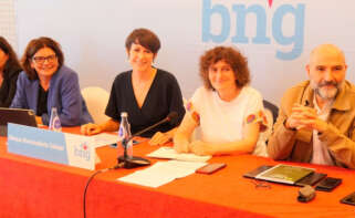 La portavoz nacional del BNG, Ana Pontón, en el Consello Nacional celebrado en el Teo (A Coruña)