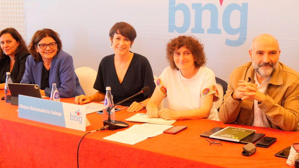 La portavoz nacional del BNG, Ana Pontón, en el Consello Nacional celebrado en el Teo (A Coruña)