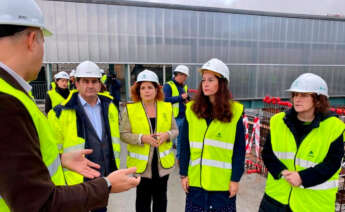 Visita a las obras de la estación intermodal del delegado del Gobierno, Pedro Blanco; la subdelegada del Gobierno en A Coruña, María Rivas; la teniente de alcaldesa de Santiago, María Rozas; y la alcaldesa, Goretti Sanmartín