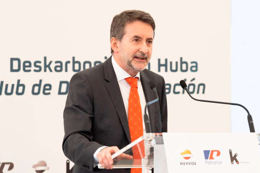 El Consejero Delegado de Repsol, Josu Jon Imaz, durante su intervención en la presentación del Hub de descarbonización de Bilbao, en mayo de 2022