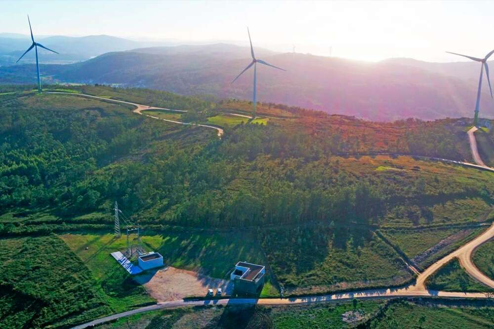 Vista aérea del parque eólico de Malpica