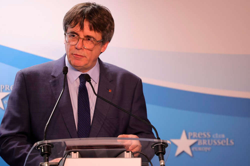 Carles Puigdemont durante la conferencia de prensa en Bruselas