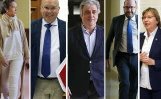 De izquierda a derecha, Mar Sánchez Sierra, Miguel Tellado, Pedro Puy, Álvaro Pérez y Rosa Quintana