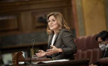 La diputada socialista Pilar Cancela interviene durante una sesión plenaria en el Congreso de los Diputados, en Madrid / EP