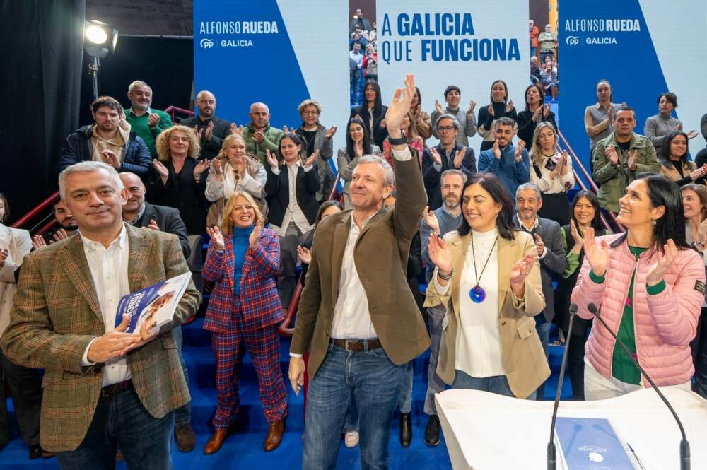 Alfonso Rueda, en Lugo, durante la presentación del programa del PP para las elecciones gallegas