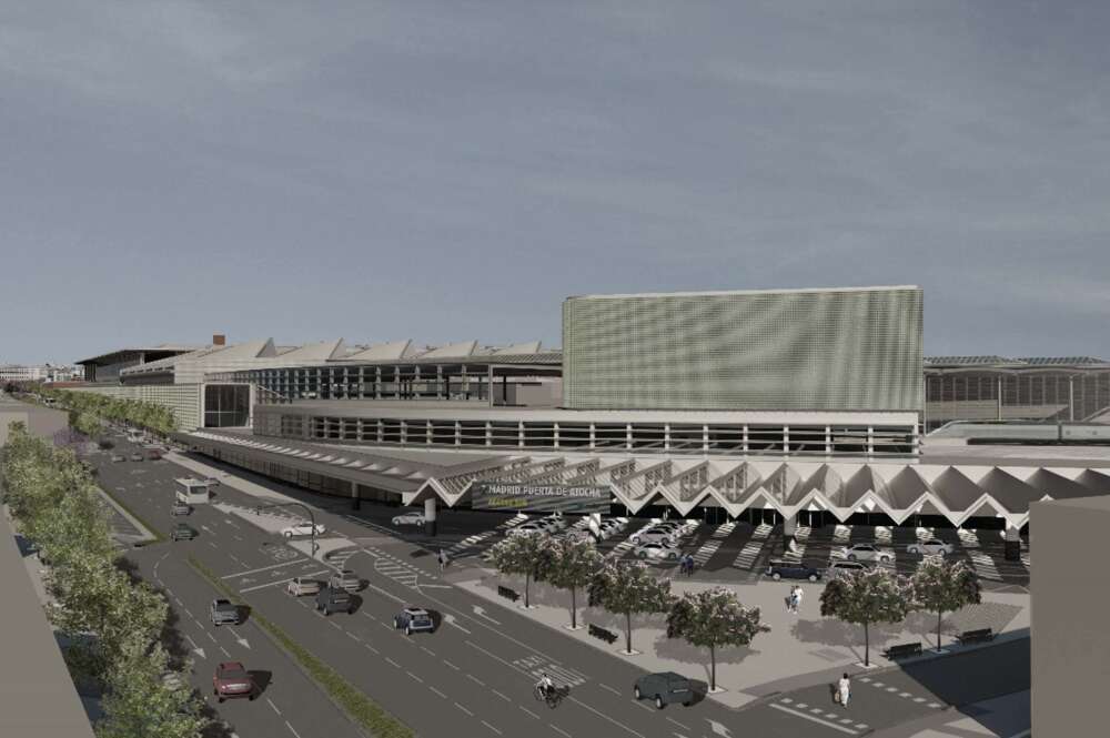 Recreación de la obra de la estación pasante Madrid Puerta de Atocha que ha ganado ACS con San José y Puentes y Calzadas