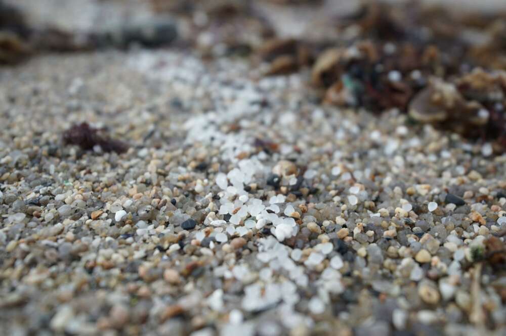 Pellets de plástico en la playa de Sabón, a 9 de enero de 2024, en A Coruña. - Gustavo de la Paz - Europa Press