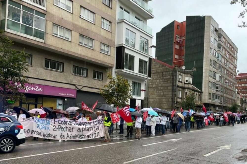 Imagen de archivo de una protesta de trabajadores de Faurecia / CIG
