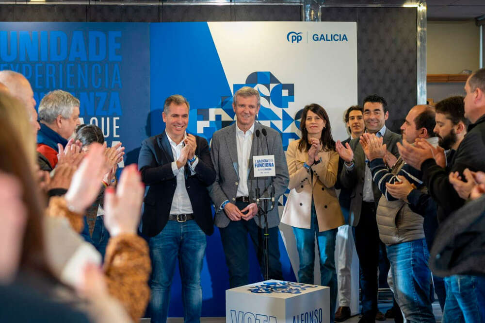 Alfonso Rueda participa en un acto electoral en Pontevedra.