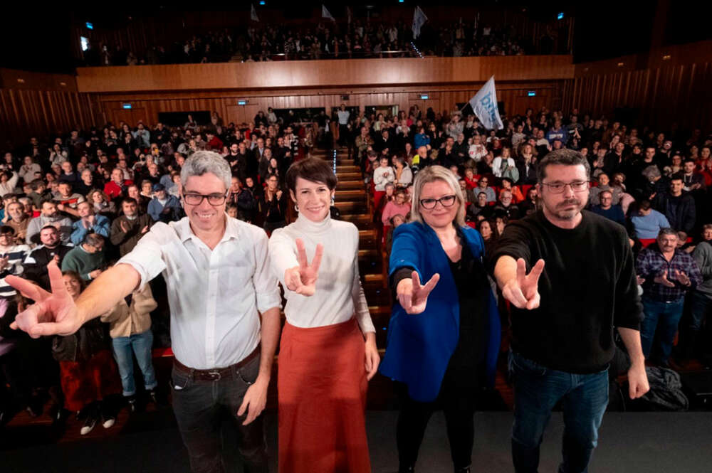 La candidata del BNG, Ana Pontón, en un mitin en Ferrol