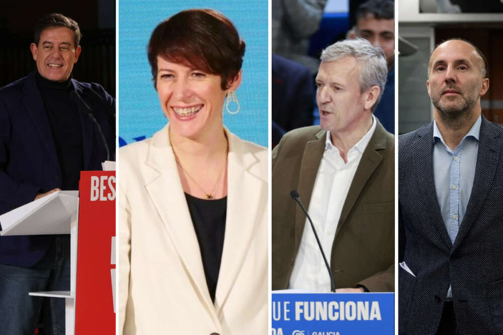 De izquierda a derecha, José Ramón Gómez Besteiro, Ana Pontón, Alfonso Rueda y Gonzalo Pérez Jácome