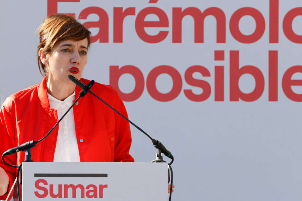 La candidata de Sumar a la presidencia de la Xunta de Galicia Marta Lois durante su intervención en un acto del partido celebrado en Ferrol el pasado 3 de febrero